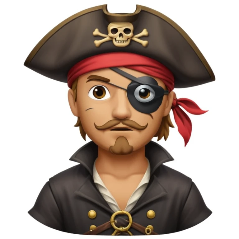 pirate with eye sailing a ship in strome sea background emoji