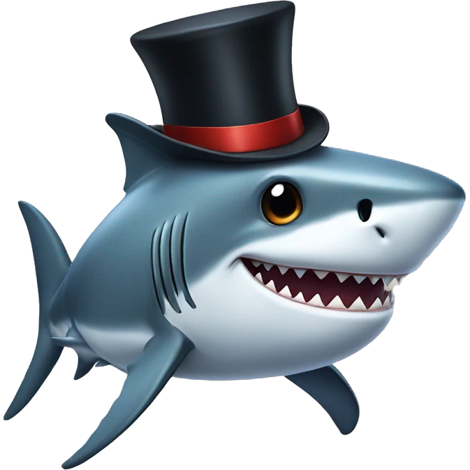 Shark with a top hat emoji