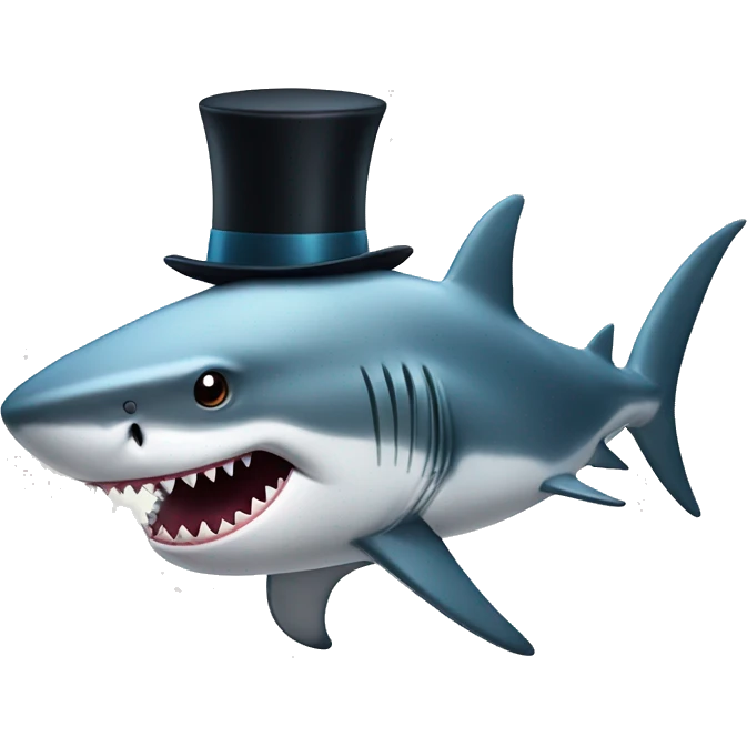 Shark with a top hat emoji