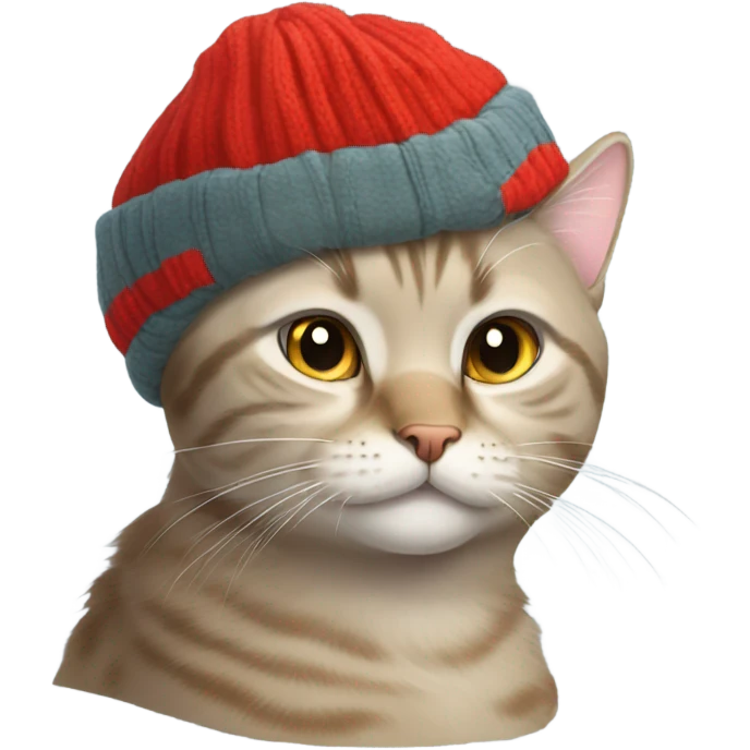 À cat wearing a warm hat russian like emoji