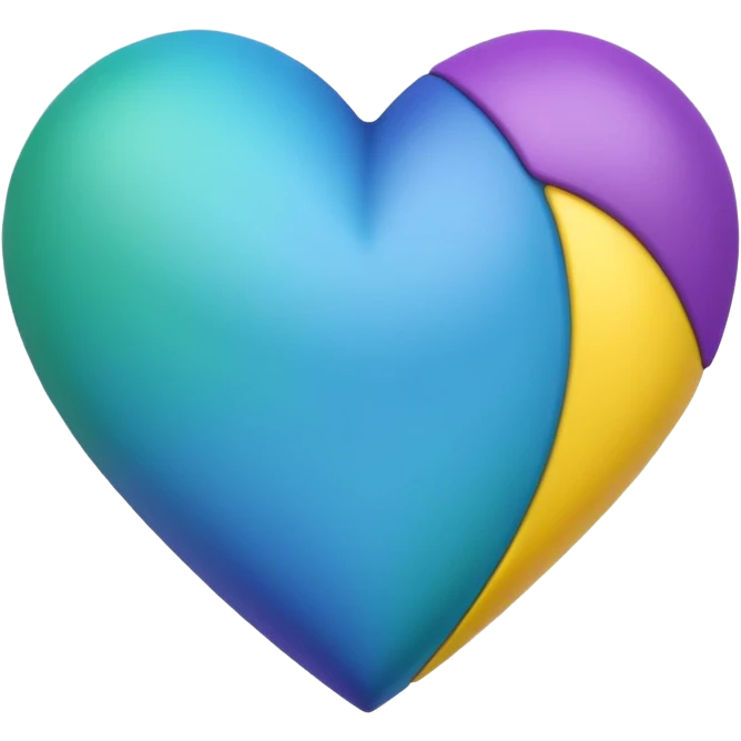 Heart with blue, yellow, green, black, purpleple emoji