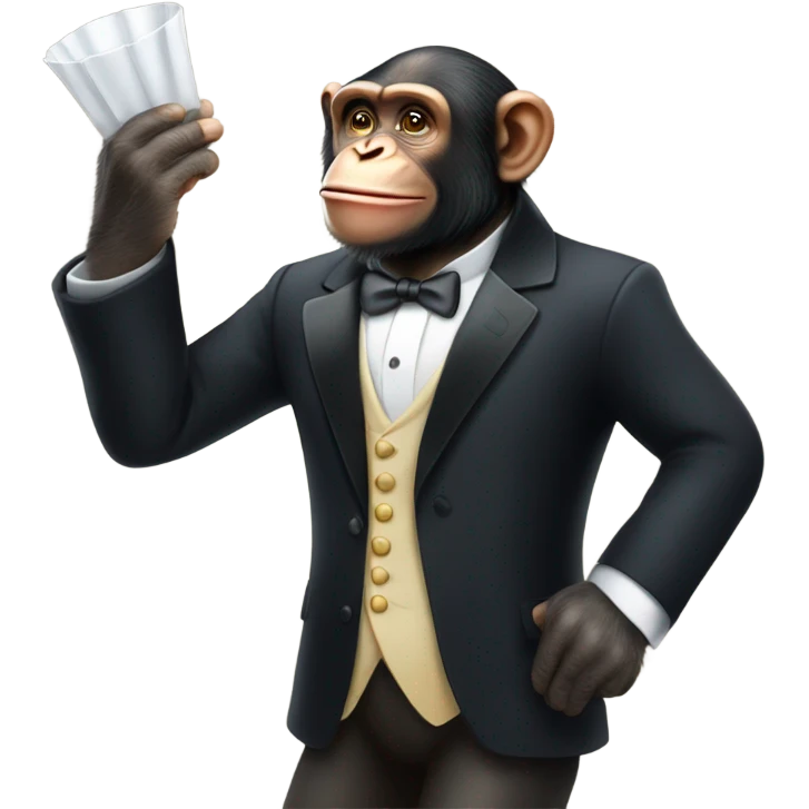 Chimpanzee butler greeting guests emoji