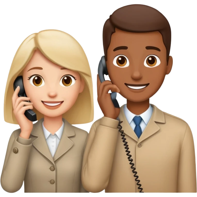 Two people communicating by phone as message not as phone call emoji