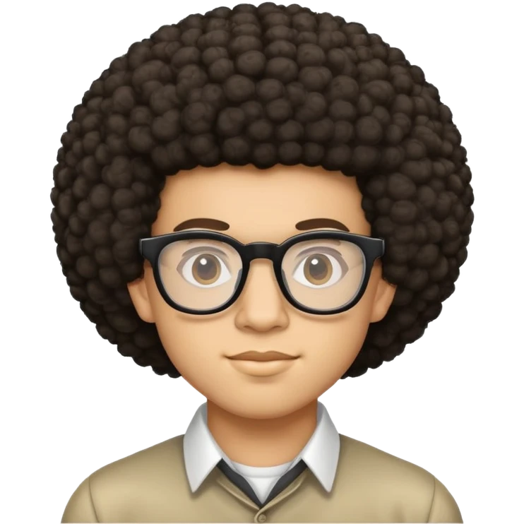 light skin nerd with glasses and afro hairstyle emoji