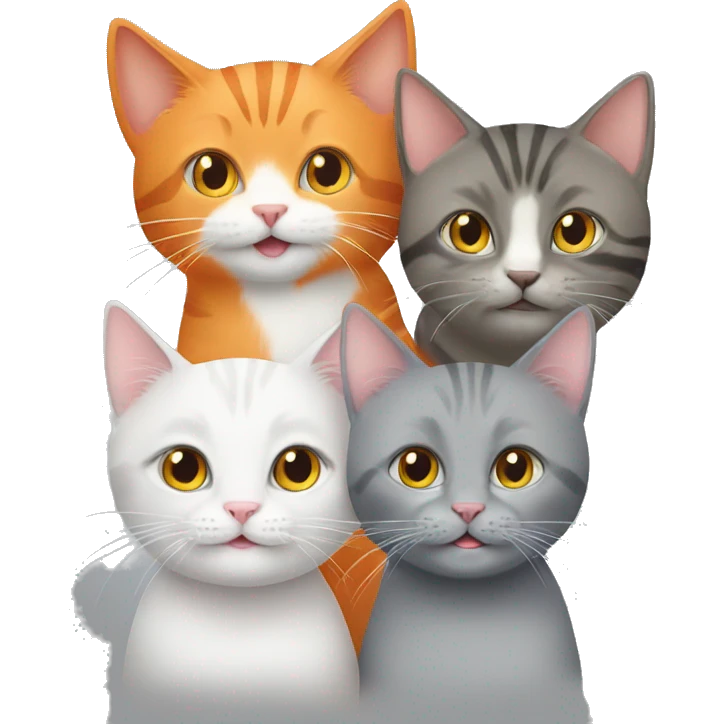 2 orange cats and one gray cat at a birthday party emoji