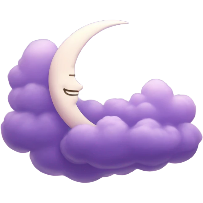 Violet crescent moon background of big pastel purple clouds  emoji