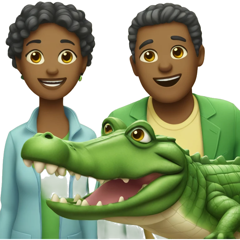 Alligator with its alligator wife and alligator son emoji