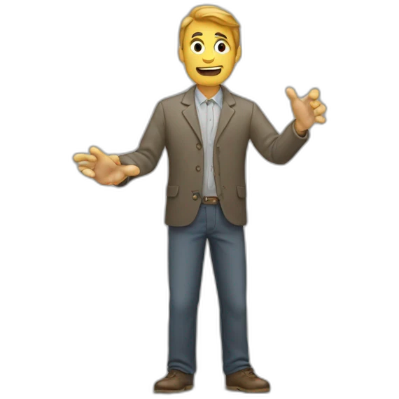 a man presses a button emoji