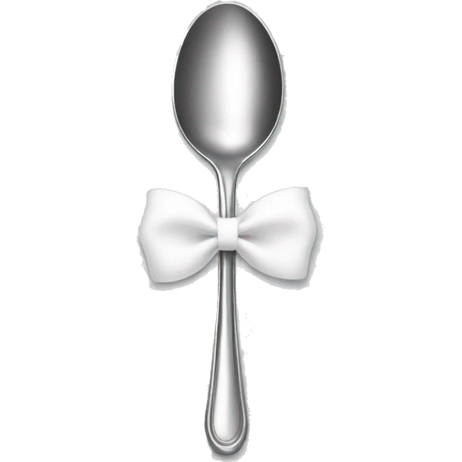 Elegant spoon with white bow around it emoji