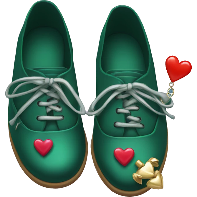 Dark green shoes with love charms emoji