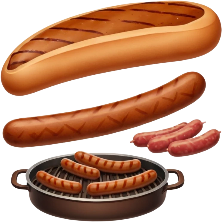 Meat dishes avatar in clean emoji-style illustration. Steak, roasted meat, and sausages, rich brown and red tones, simple shapes, flat design, hearty and appetizing. emoji