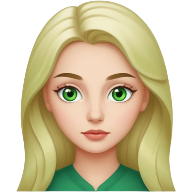 женщина с зелёными глазами, красивыми бровями, светлыми волосами длинными  emoji