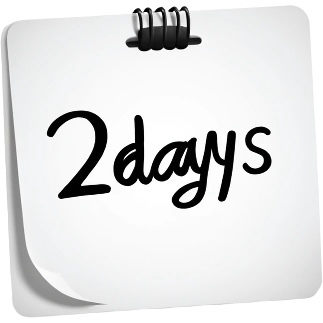 the text '2 days' handwritten emoji