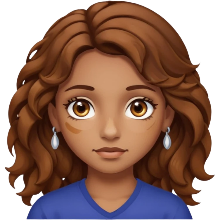 girl with wavy hair, almond shaped eyes, birthmark near her eye, tan, with lots of swag, cool, face piercings  emoji