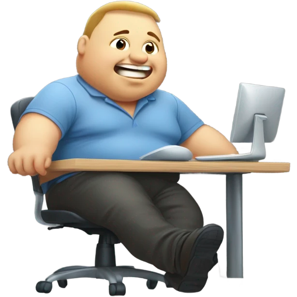 chubby guy gets hurt by computer emoji