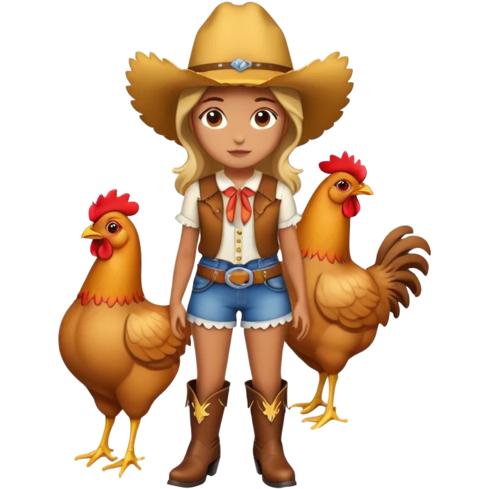 Girl chicken wearing cowboy boots  emoji