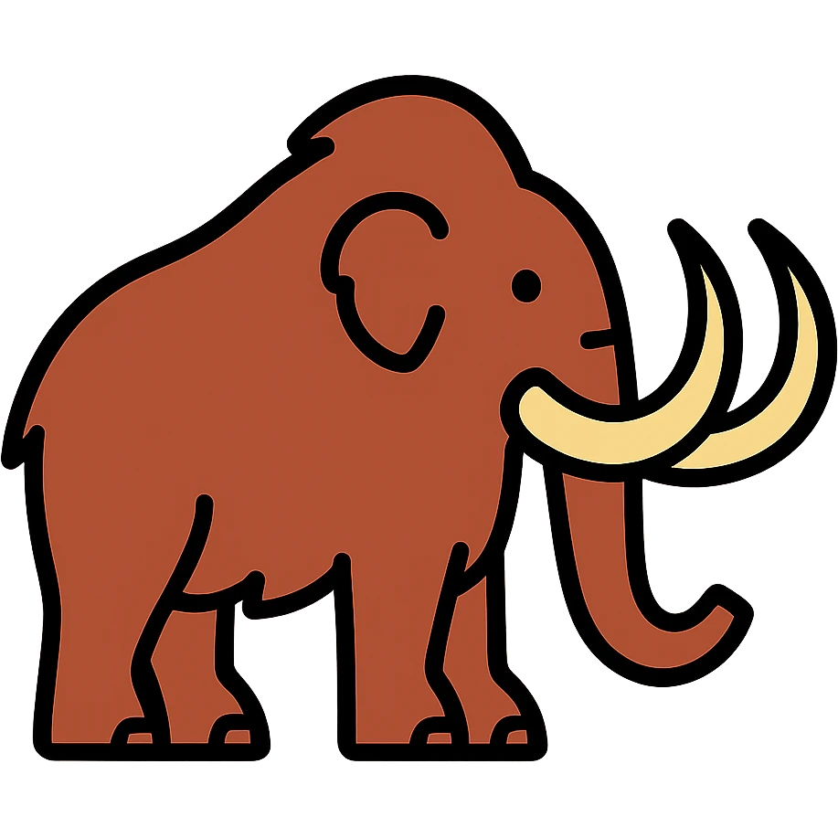 A prehistoric mammoth with large tusks and furry body emoji