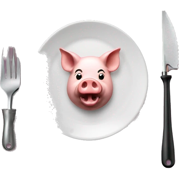 pig's head on a plate and a blowtorch emoji