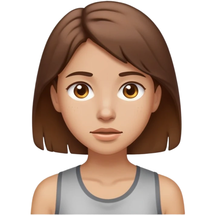 brown haired girl sweating emoji