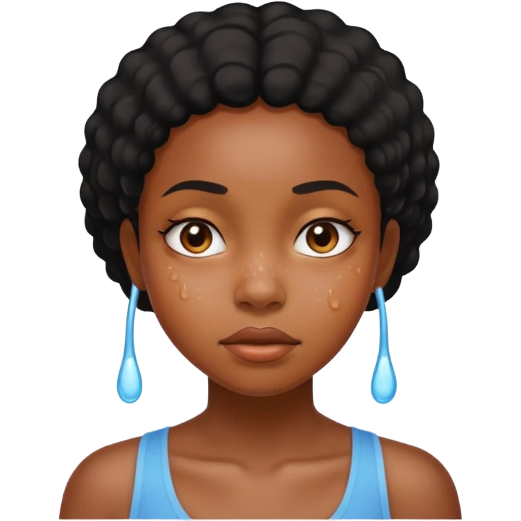 Black girl sweating emoji