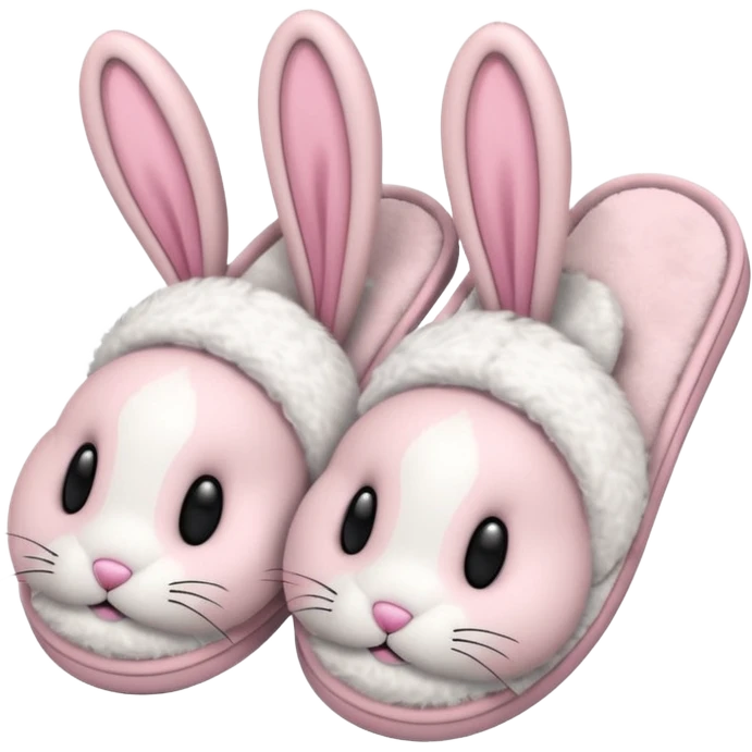 light pink bunny slippers with floppy ears emoji