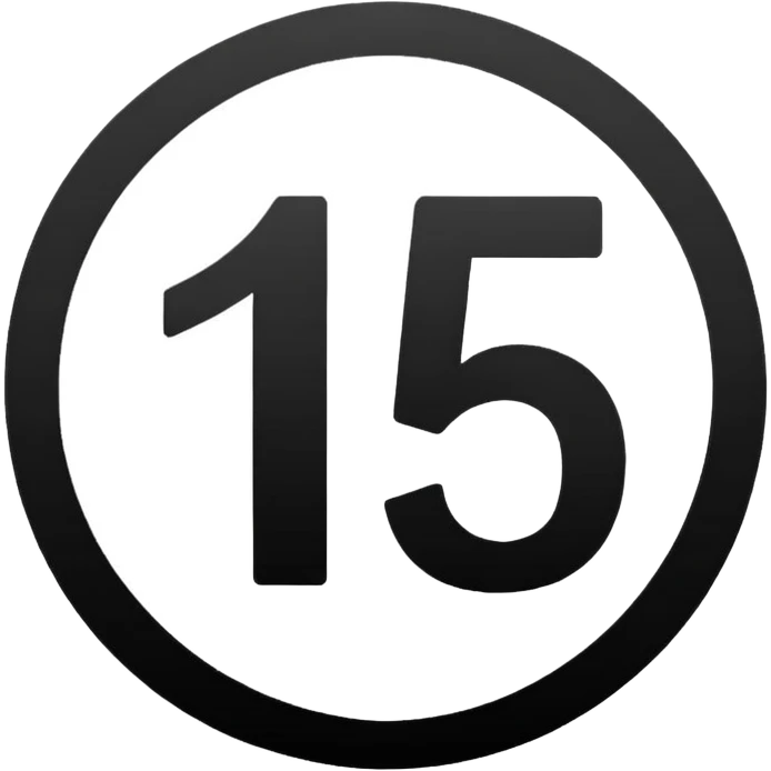 The number 15 in a black circle emoji