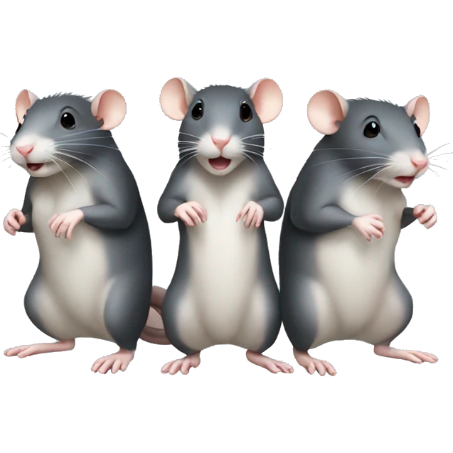 Three rats stand holding their legs emoji