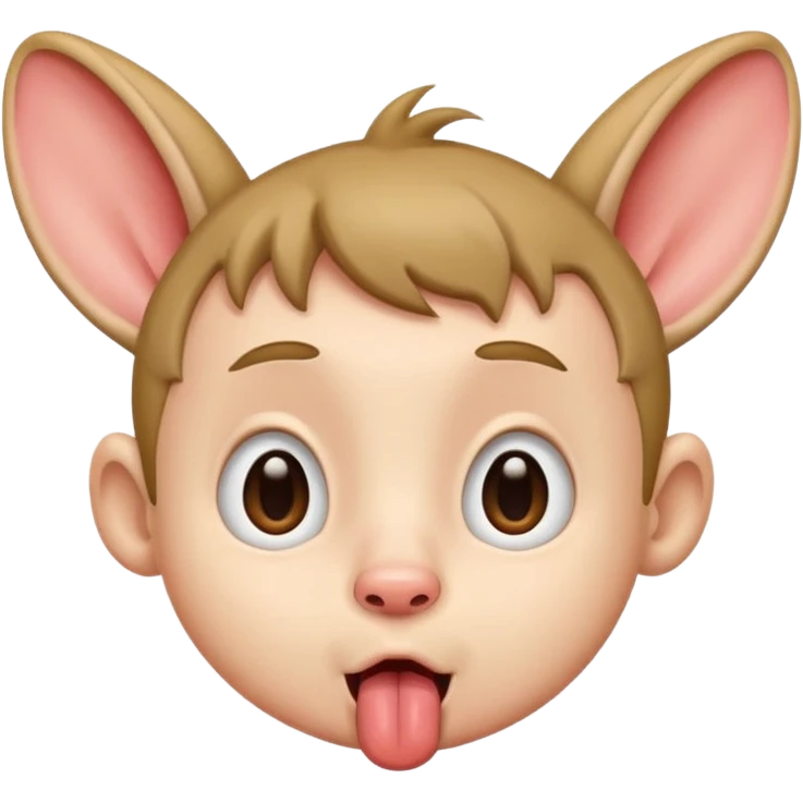 a boy with small eyes with big ears and with his tongue out emoji