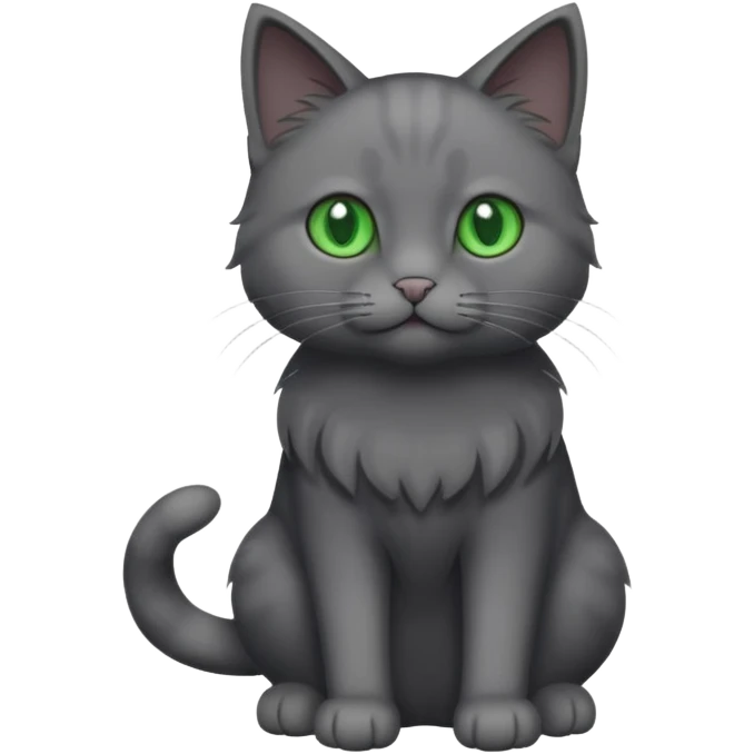 full body completely solid dark grey cat with green eyes and white paws emoji