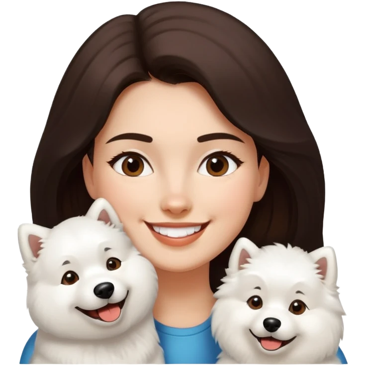 Samoyed with a dark browned hair girl smiling emoji