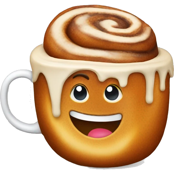 Cinnamon bun with coffee emoji