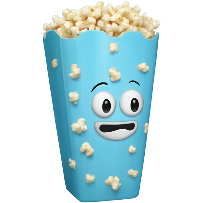 Popcorn in a pale blue popcorn bucket  emoji