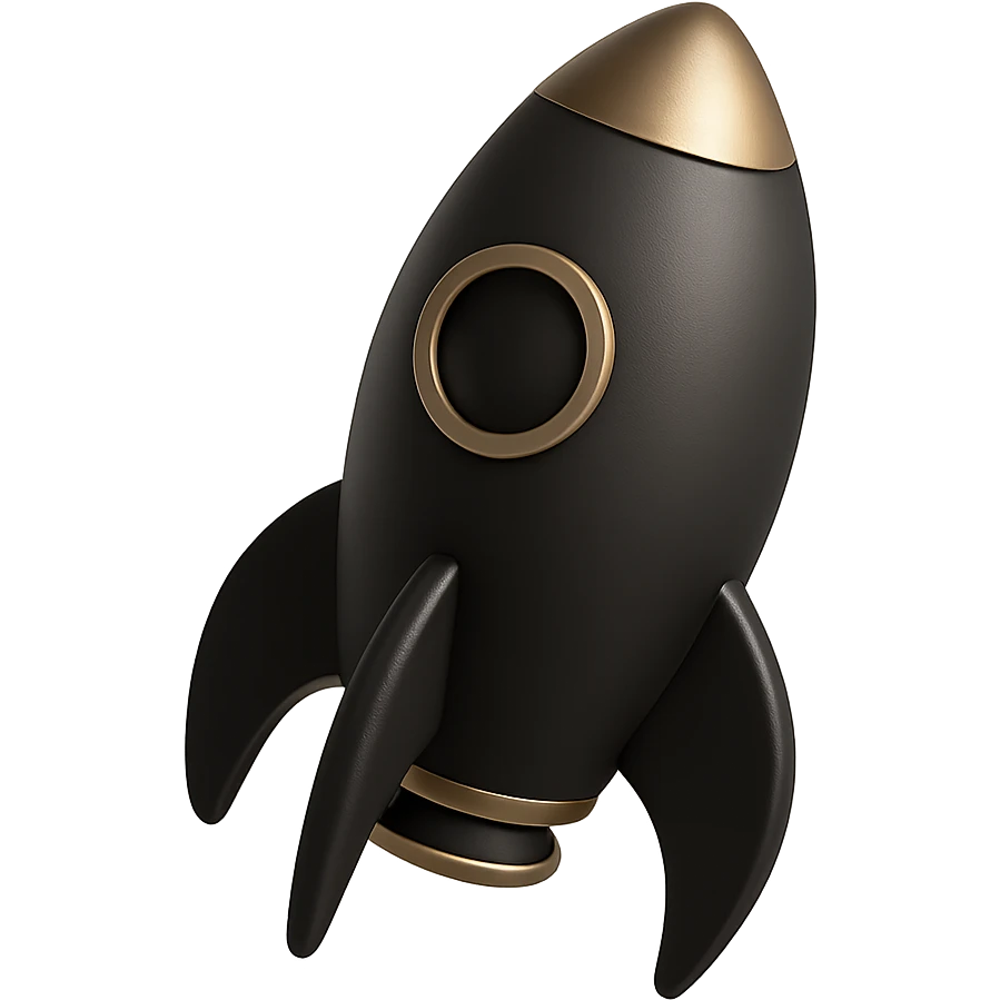 a rocket ship in 3D black style emoji