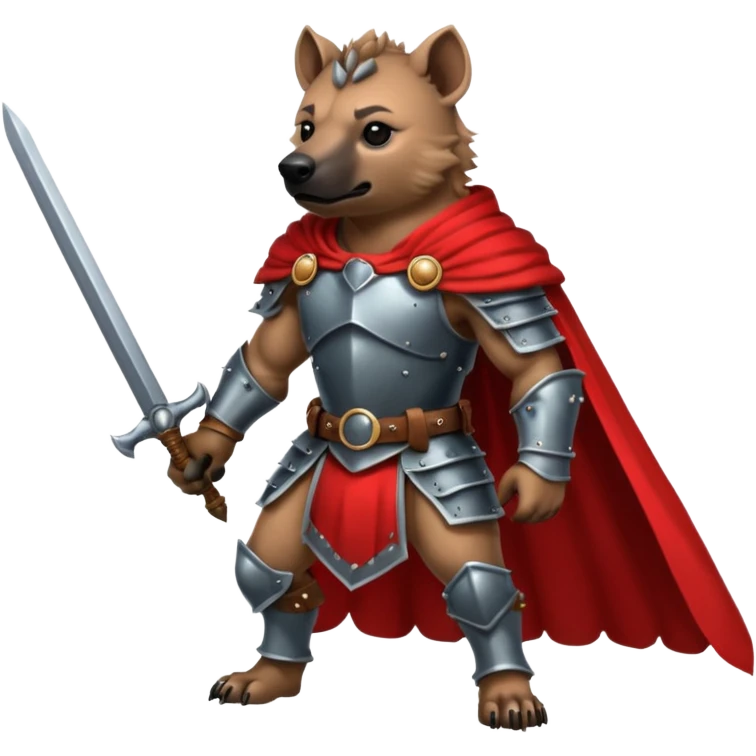 Strong hyena knight warrior with red cape  emoji