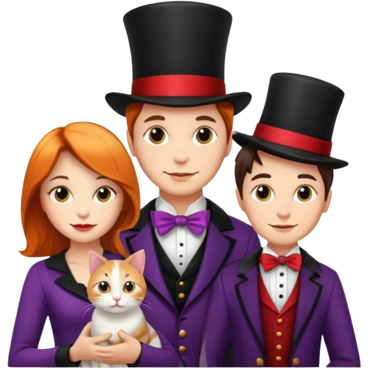 magician couple and their pet cat emoji