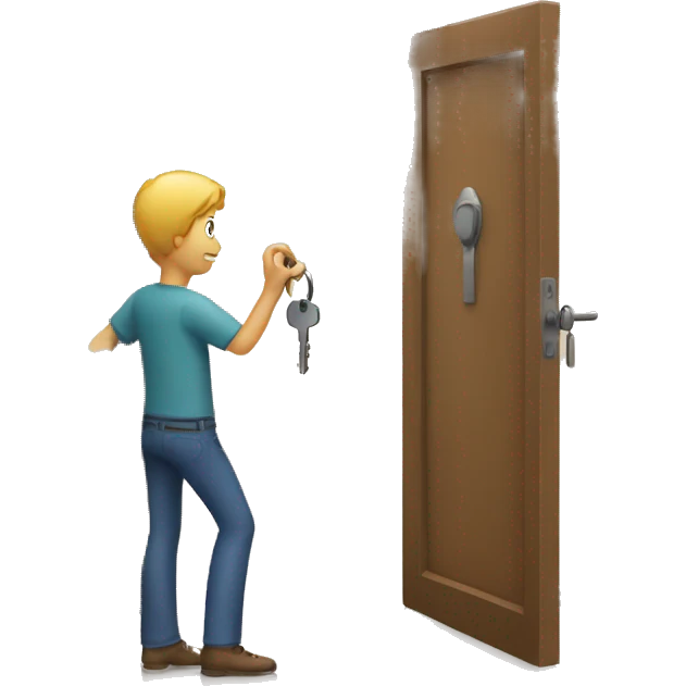 man opening a door with a key emoji