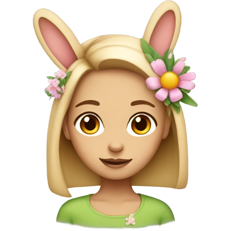 Girl with rabbit ears flower emoji