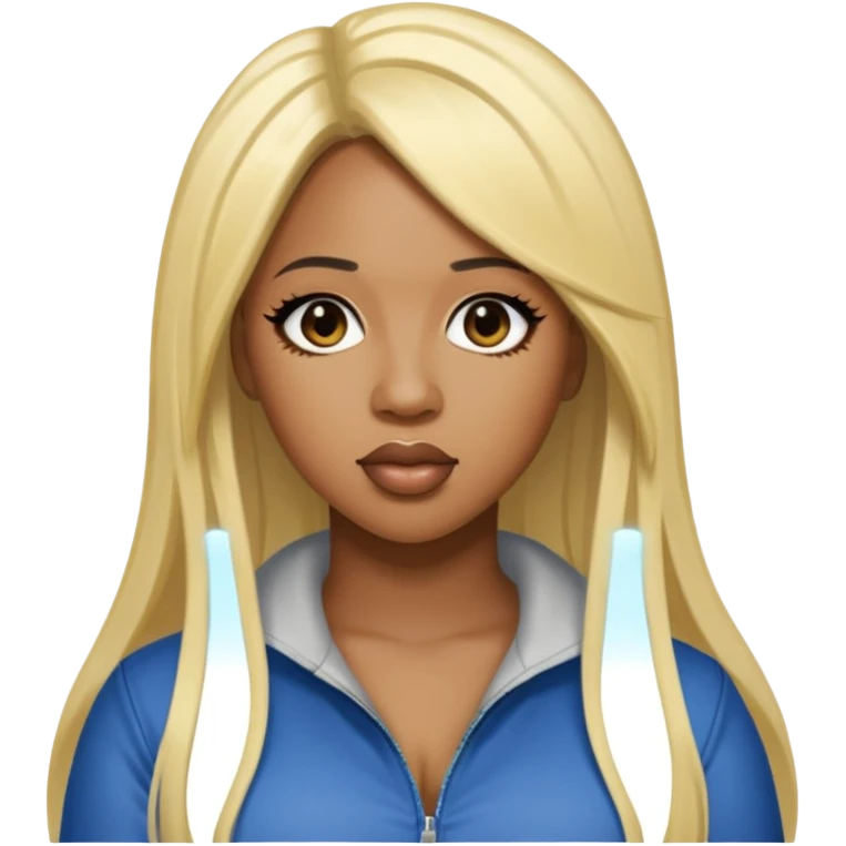 Remy Ma with blonde front with black long hair emoji