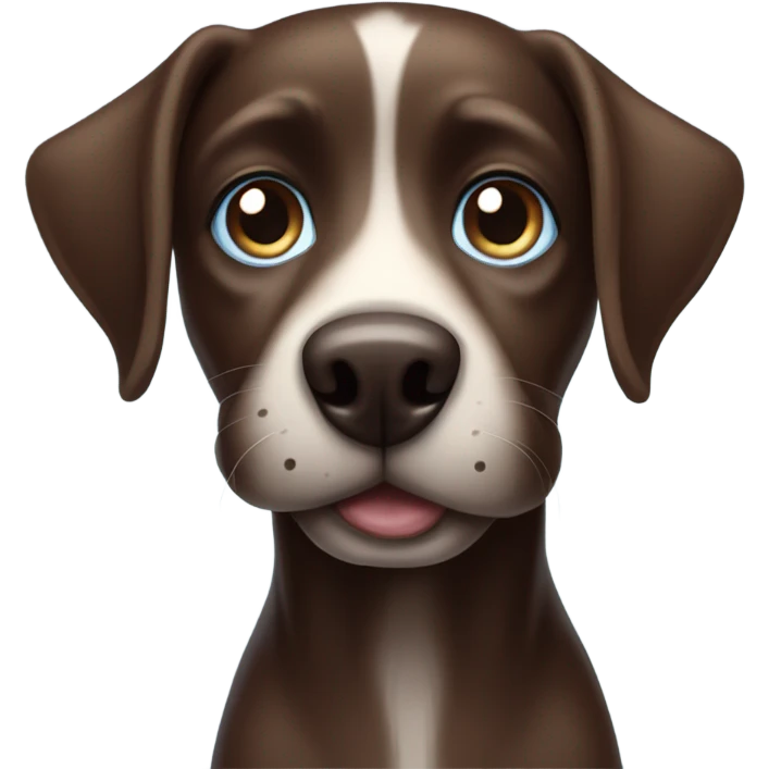 Dark brown dog with light blue eyes and pointy unturned ears  emoji