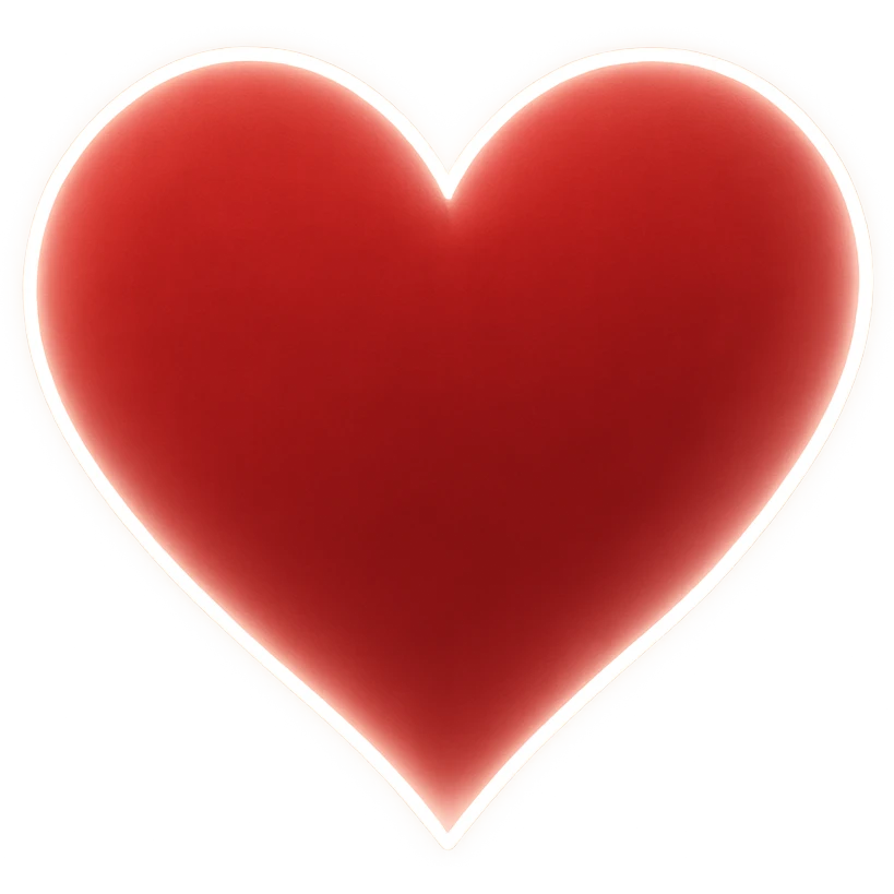 heart with a glowing white outline, digital illustration emoji