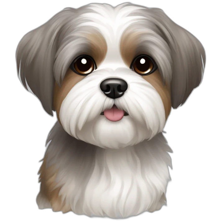 Dog shih tzu westie mix gray and brown emoji