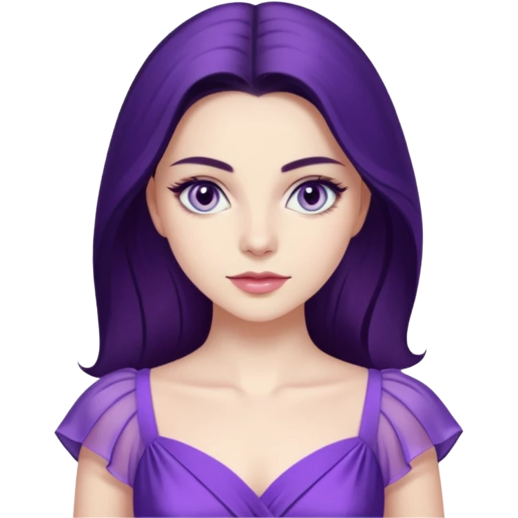 Demet özdemir as a character from game of thrones with lilac eyes and a purple dress. emoji