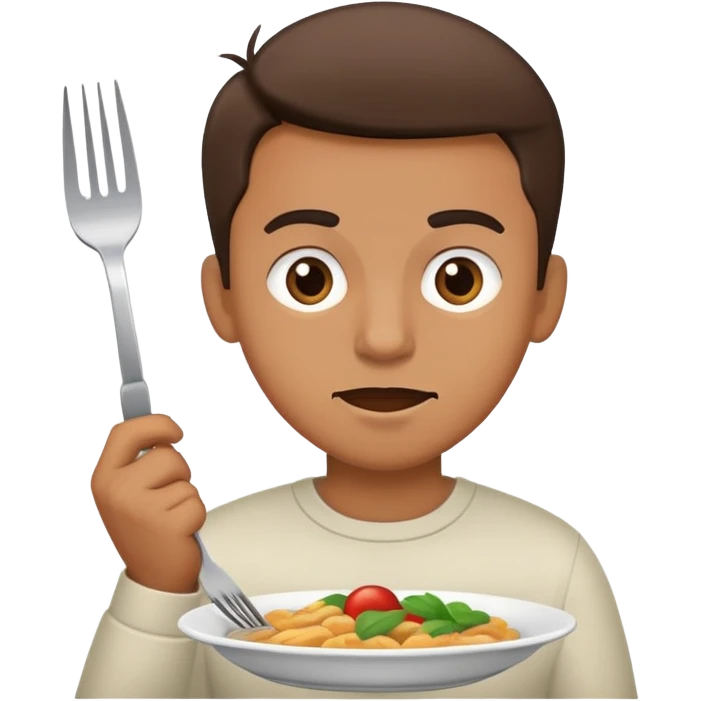 Guy with fork and knife eating  emoji