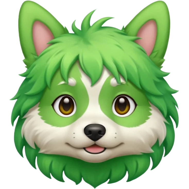 green haired dog with green skin emoji