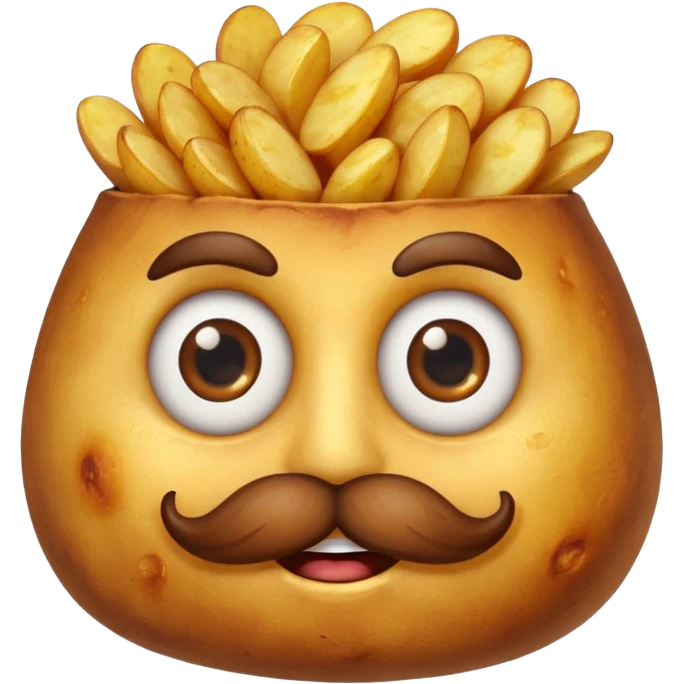 fried potato with eyes and mustache emoji