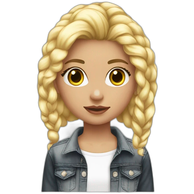 Fille cheveux blond foncé peau blanche jeans noir pull tie n die rose emoji