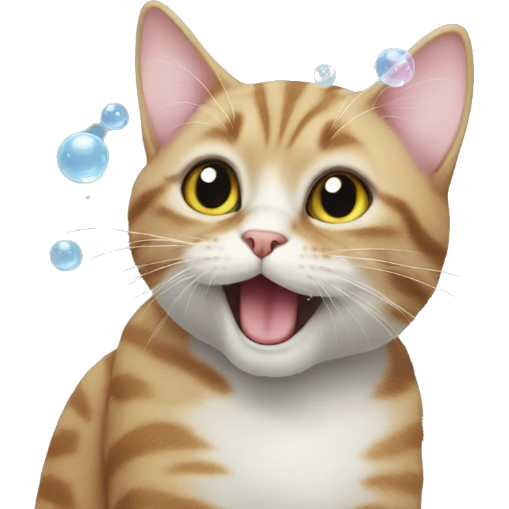 Cat playing with bubbles emoji