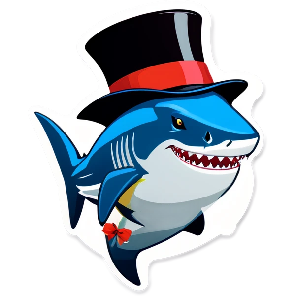 Shark with a top hat emoji