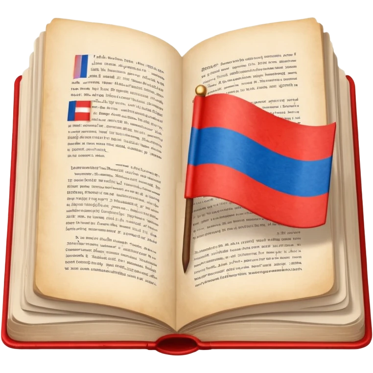 Open book showing Cyrillic text with a small Russian flag bookmark emoji