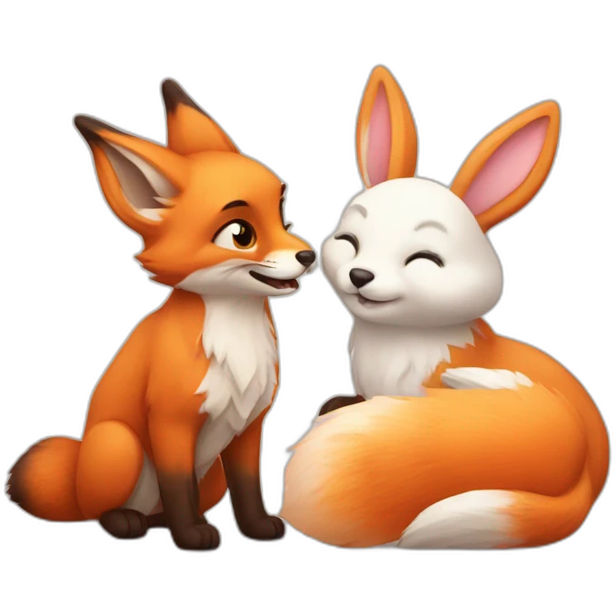 fox and bunny cute emoji